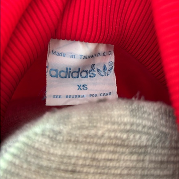 1980’s Vintage Adidas Track Suit zip jacket. Red & White. XS with hood stretch! - Picture 8 of 9